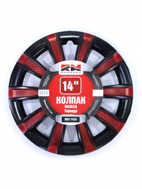 Колпак колеса R14 Торнадо микс красный (пруж) кт 2 шт. REDMARK