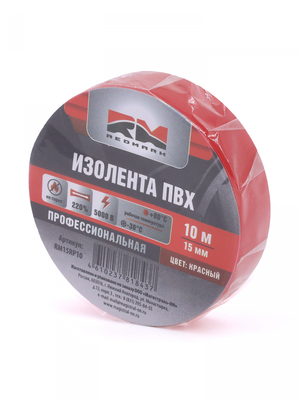Изолента 15 мм х 10 м, цв. красная Профессиональная "RedMark"