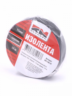 Изолента 15 мм х 10 м, цв. черная "RedMark"