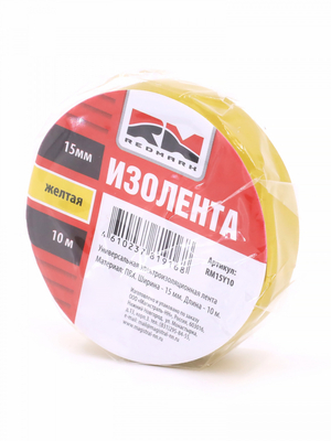Изолента 15 мм х 10 м, цв. желтая "RedMark"