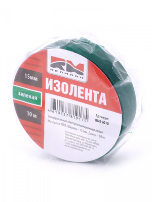 Изолента 15 мм х 10 м, цв. зеленая "RedMark"